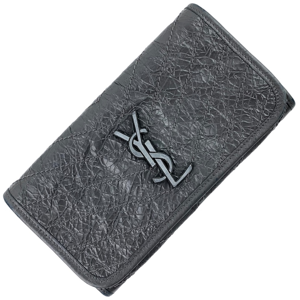 SAINT LAURENT Logo Quilted Leather Wallet